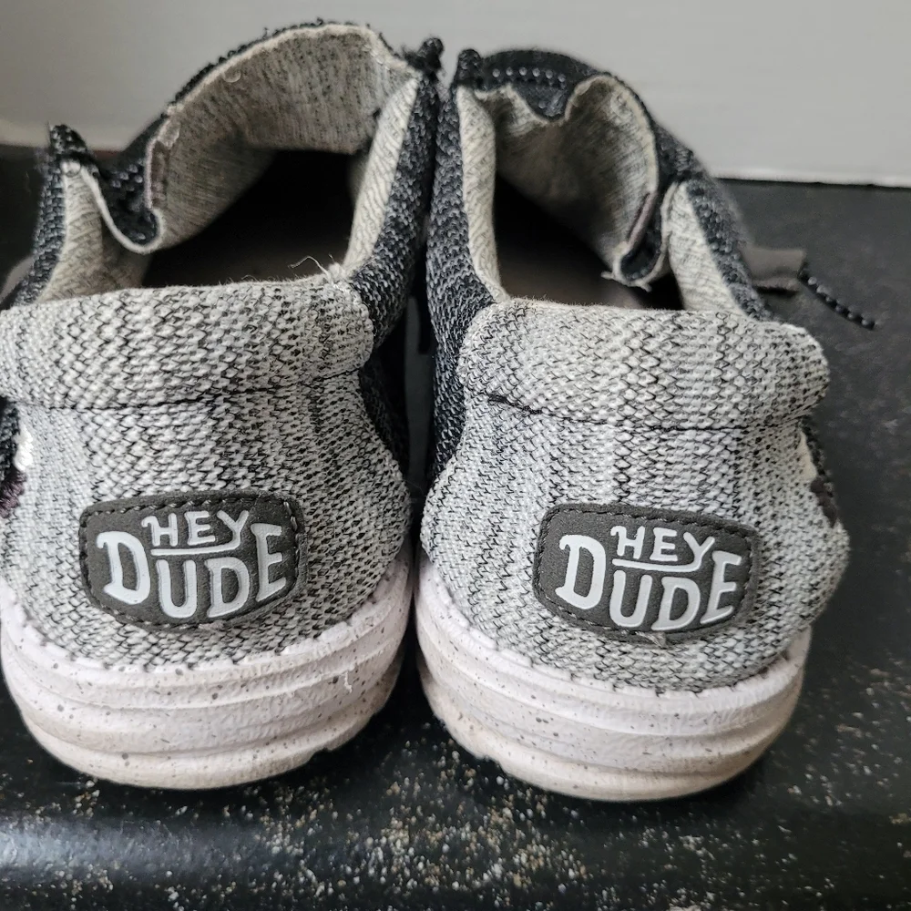Hey Dude Walley Stretch Black and Gray Loafers Meterorite